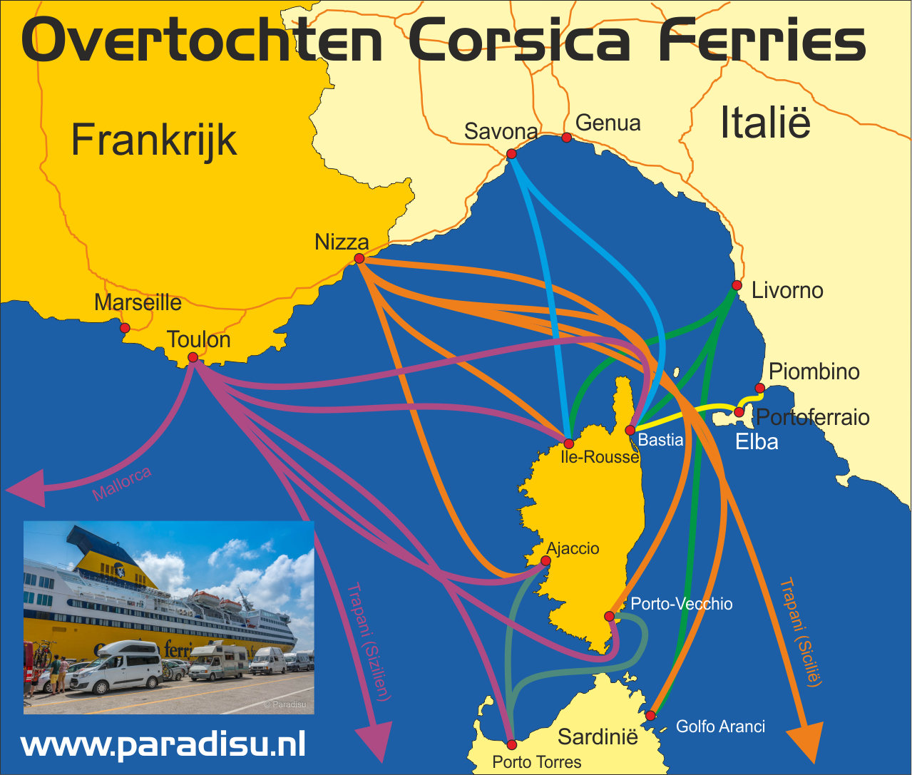Corsica Ferries veerboot routes