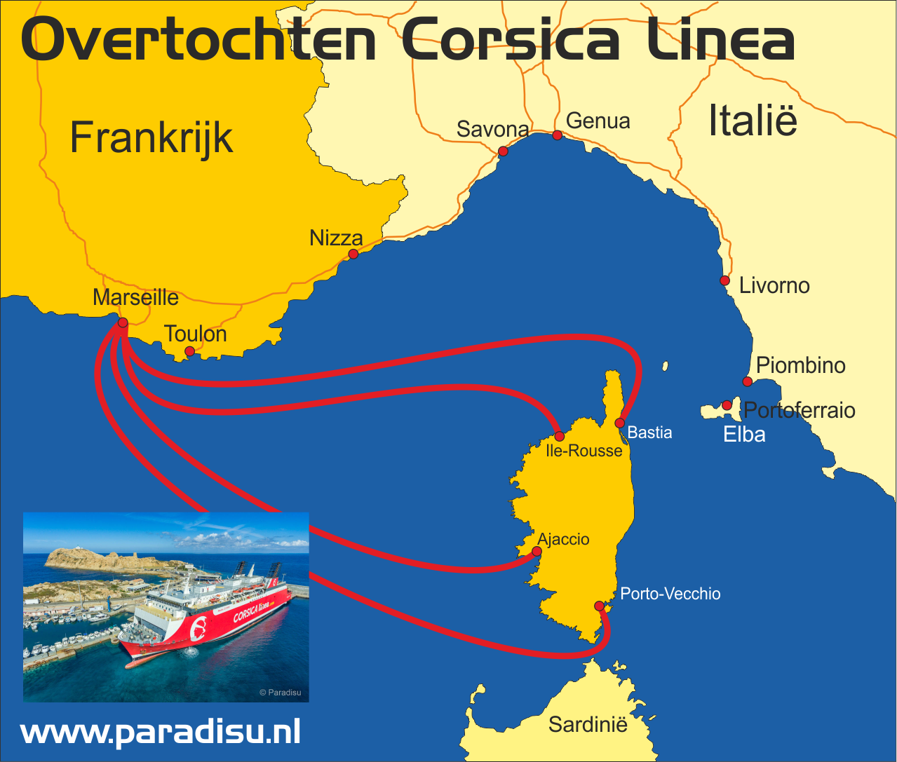 Corsica Linea veerboot routes